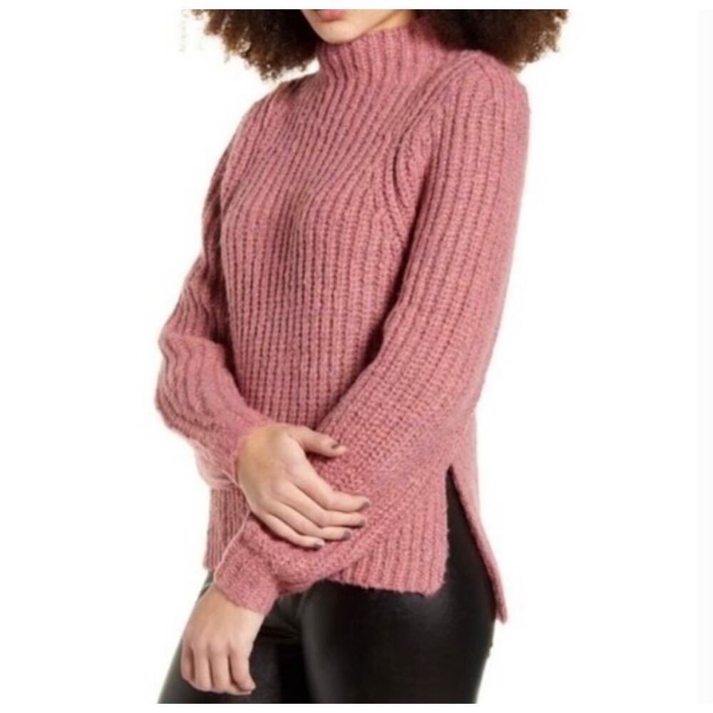 Leith NWT Mock Neck Pink Chunky Knit Sweater XS